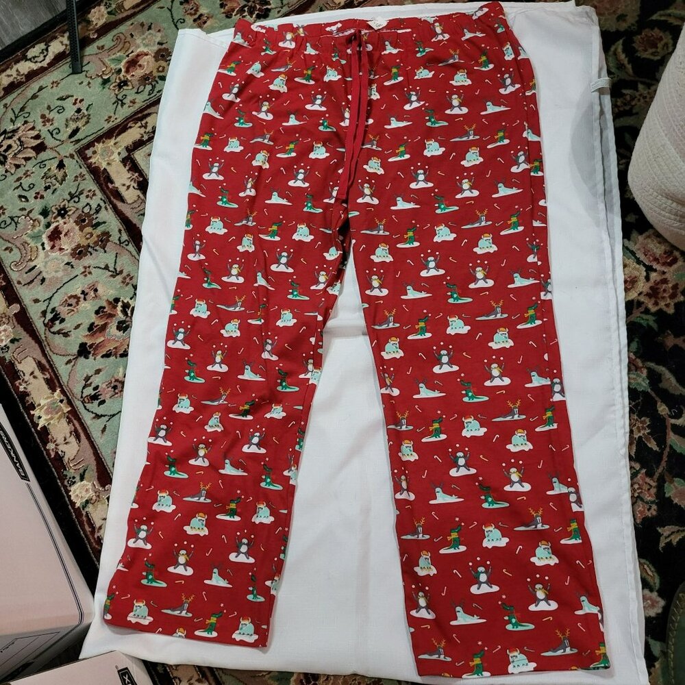 Christmas Snowman & Penguin Red Pajama Pants